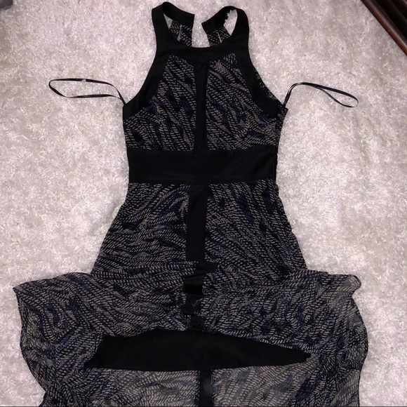 BCBGeneration black/blue maxi dress cutout back - Picture 7 of 8